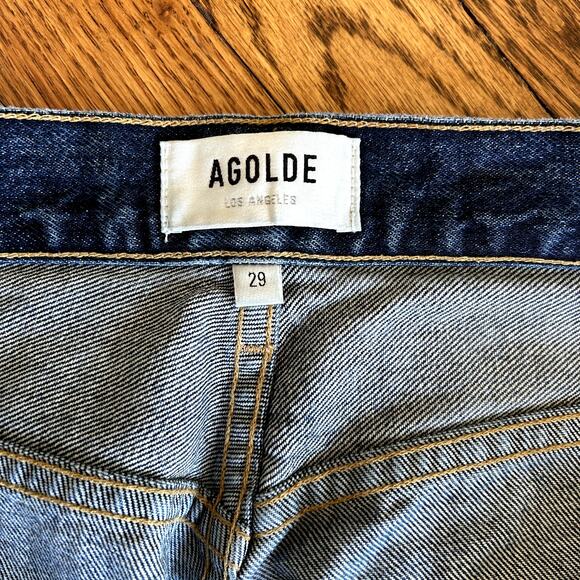 AGolde Blue Pinch Waist High Rise Kick Flare Jeans Size 29 - Picture 7 of 14